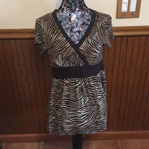 Michael Kors Short Sleeve Animal Print Top Size: S